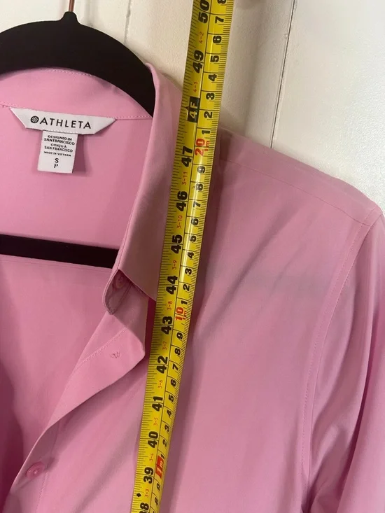 Athleta Urbanite Pink Shirt Dress Long Sleeve Midi Size Small Summer Athleisure - Picture 11 of 13
